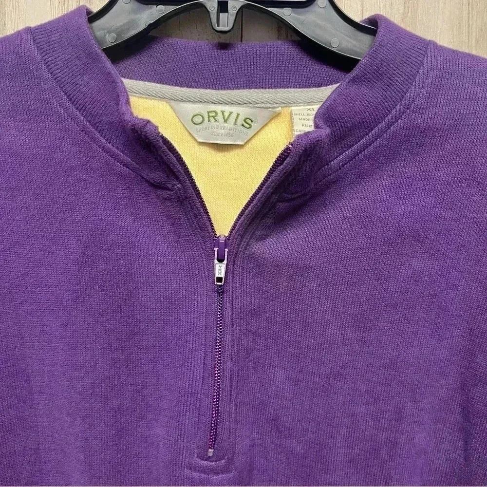 Orvis Sweater Mens XL Soft Purple 1/4 Zip Pima Cotton Pullover Knit Outdoor - Picture 2 of 6
